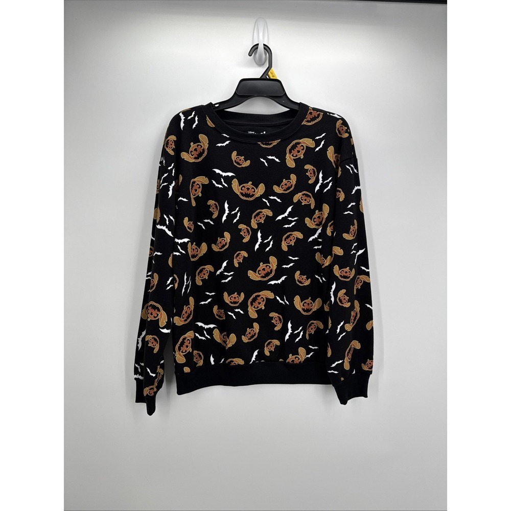 Disney Stitch Womens Bats Pumpkins Long Sleeve Halloween Sweatshirt Size S 3-5